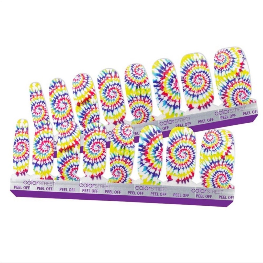 *Retired* Color Street: Wanna Peace of Me? | Tie-Dye Rainbow Summer White Yellow - Picture 9 of 9